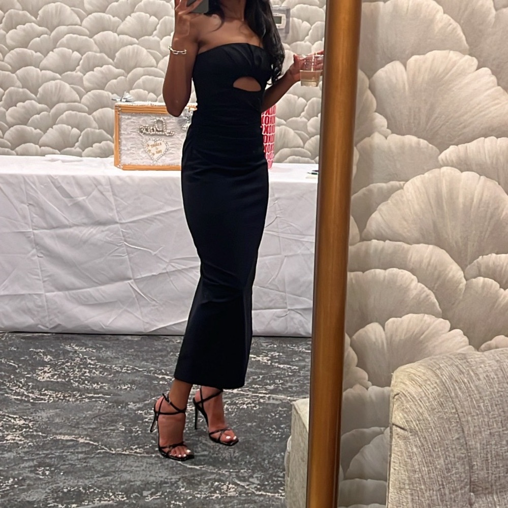 Zara Strapless Black Ruched Cocktail Dress